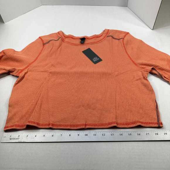 Wild Fable Women's Size 1X Long Sleeve Slim Fit Baby Ribbed Tee Shirt Peach New - Picture 10 of 13